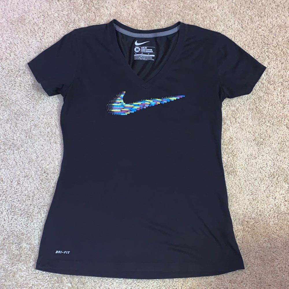 Nike Black Short Sleeve Tee with Multicolor Logo